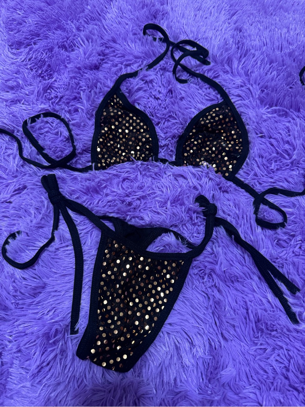 New Small black gold metallic y2k thong bikini festival rave dance raver swimsui